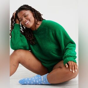 NEW Aerie Flurry Crew Sweater Kelly Green Size Extra Large NWT